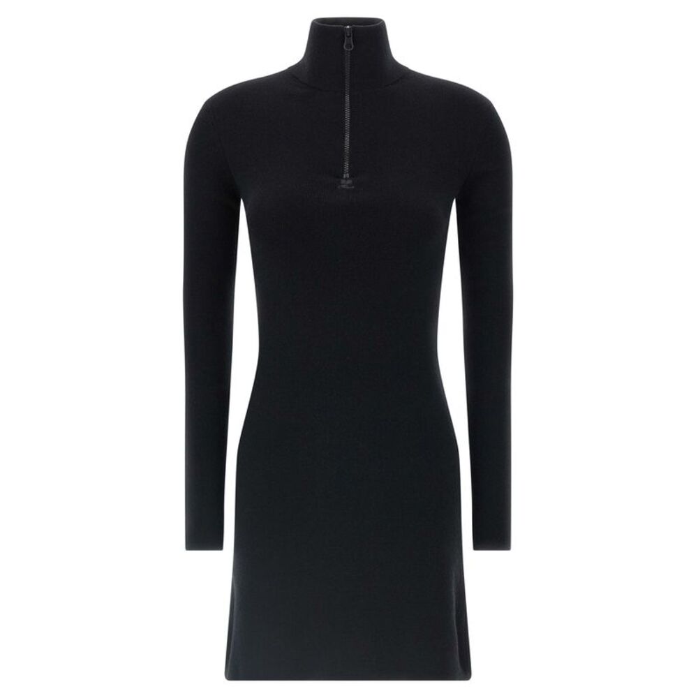 Courrèges Black Merino Wool Short Women's Dress
